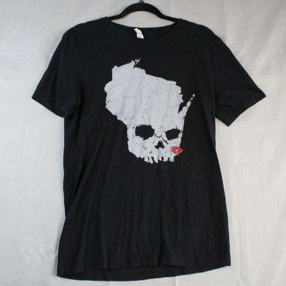 Bella Canvas Wisconsin Summerfest Skull Graphic T-Shirt M Black Streetwear Y2K